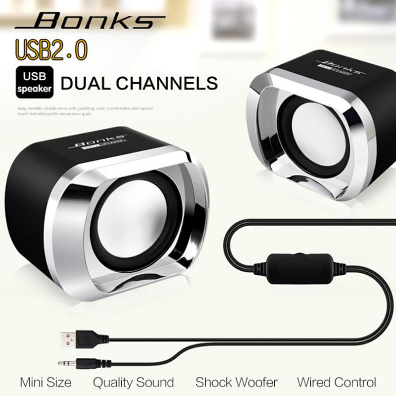 Bonks High Power Full Range Stereo Subwoofer PC Speaker Portable Bass Music DJ USB Computer Speakers for Laptop Phone TV