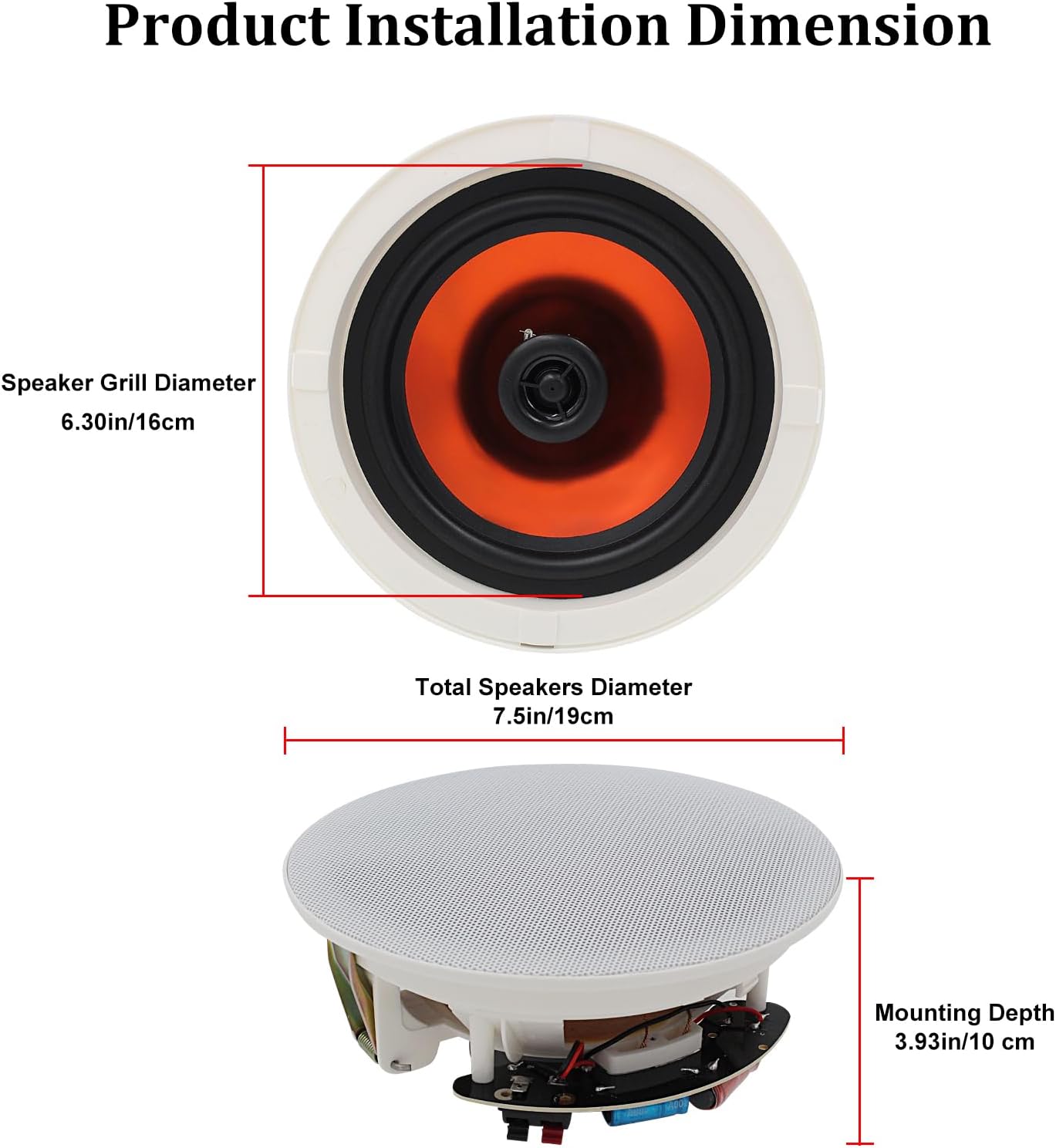 Herdio 4PCS 6.5" 600 Watts Bluetooth Ceiling Speakers Wired Home Recessed Speaker System Perfect For Indoor Kitchen Home Bedroom