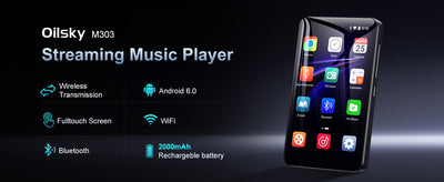 WiFi MP3 Player Oilsky-M303/Bluetooth 5.0/4.0 inch 1080P Full Touch Screen MP4/With Speakers, Portable Digital HiFi FM/ Support