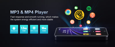 WiFi MP3 Player Oilsky-M303/Bluetooth 5.0/4.0 inch 1080P Full Touch Screen MP4/With Speakers, Portable Digital HiFi FM/ Support