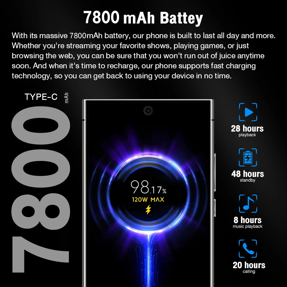 2025 Original S25 Ultra Smartphone 5G Global Version 7.3inch Cellphons 7800mAh 108MP Camera Android Unlocked Mobile Phone Nfc