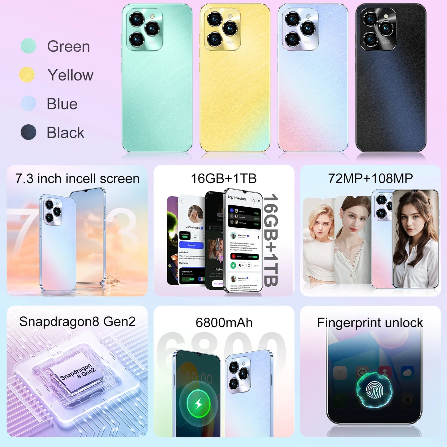 2025 HOT 40 Pro Original For Brand New Smartphone 6.8 inch Full Screen 4G 5G Cell Phone 6800mAh Mobile Phones Global Version