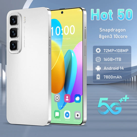 HOT 50 Original For Brand 2025 New Smartphone 7.3 inch Full Screen 4G 5G Cell Phone 7800mAh Global Version Mobile Phones