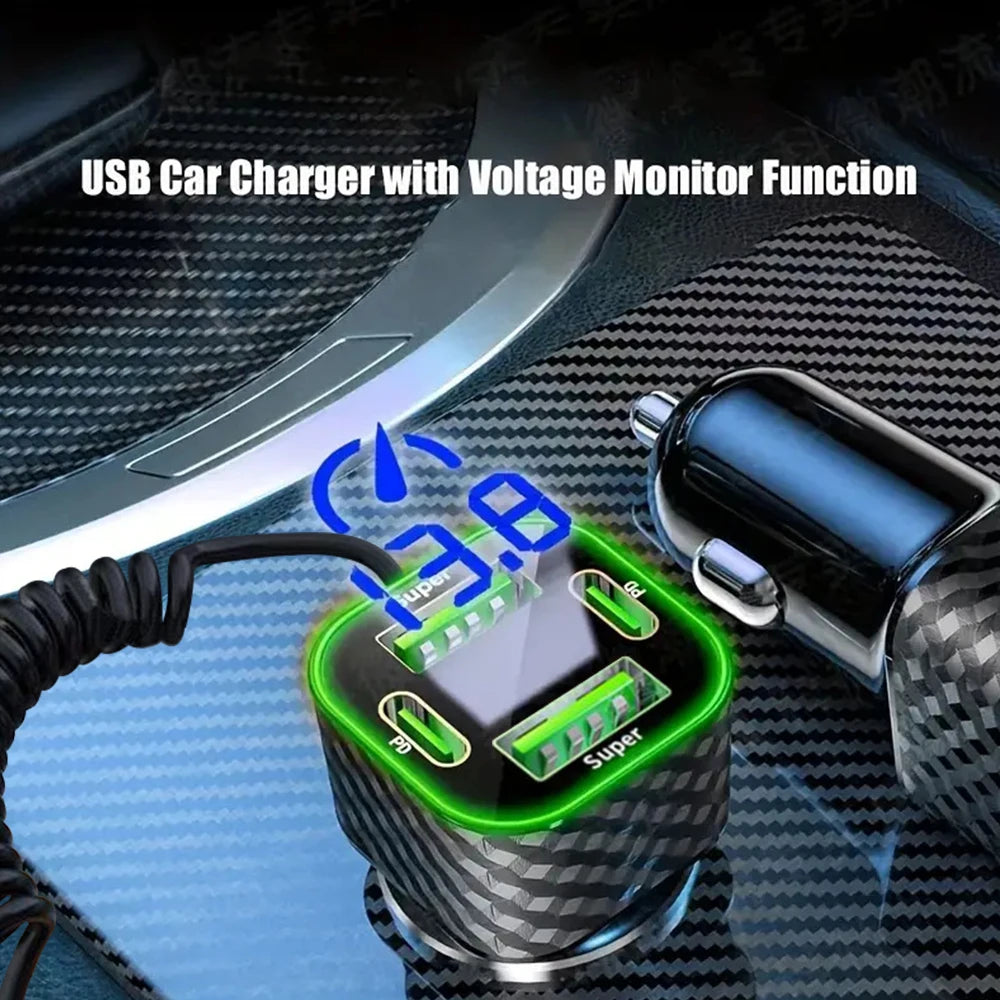 320w PD QC Usb C Car Charger Adapter Car Phone Fast Charging For Iphone 13 12 Xiaomi Samsung Huawei