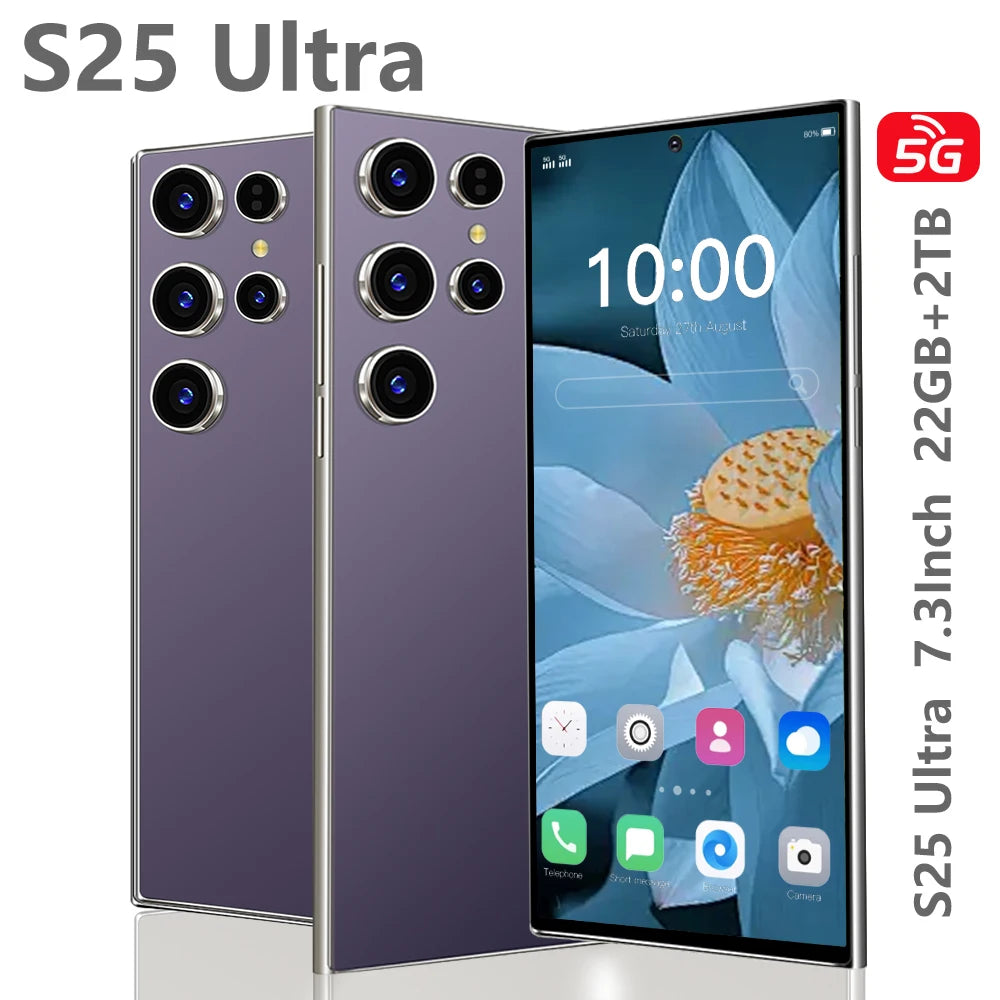 Brand New Original Smartphone S25 Ultra 22G+2T Cellphones 7.3inch Full Screen 4G 5G Mobile Phones 7800mAh Snapdragon 8 gen 3