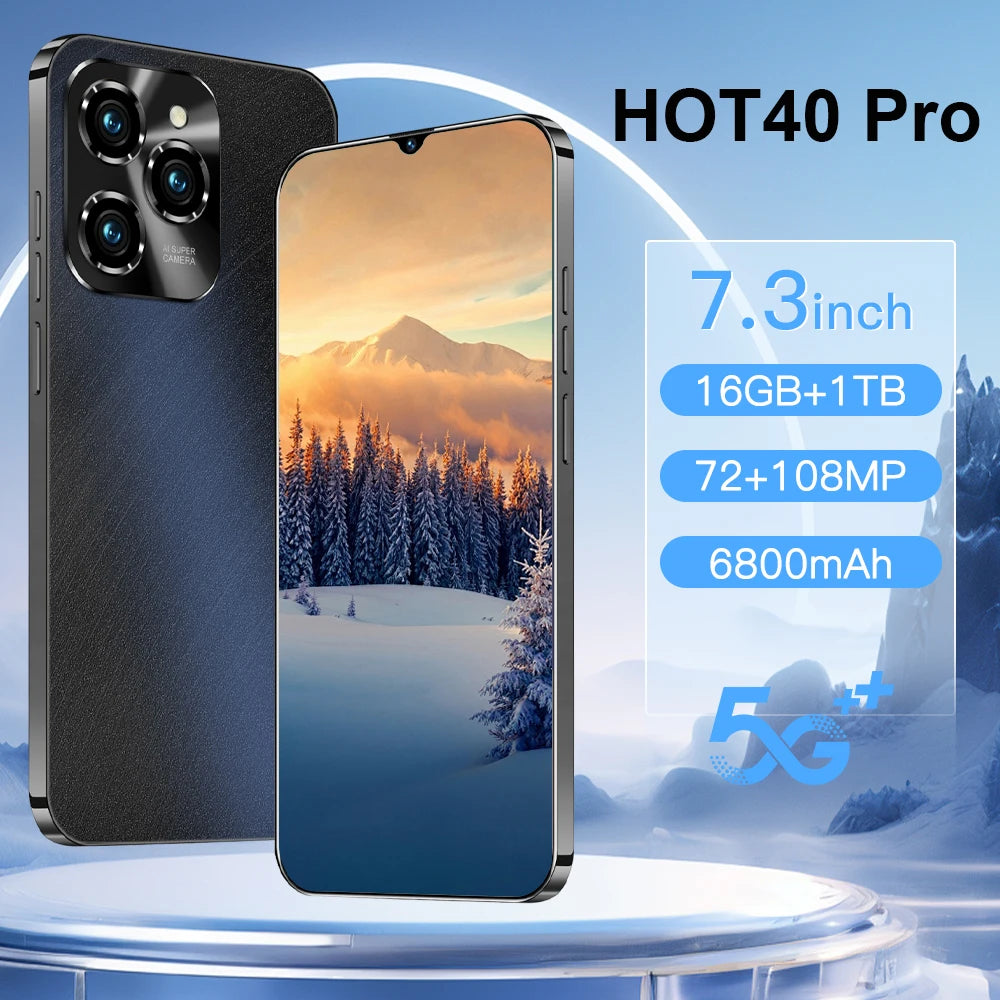 2025 HOT 40 Pro Original For Brand New Smartphone 6.8 inch Full Screen 4G 5G Cell Phone 6800mAh Mobile Phones Global Version