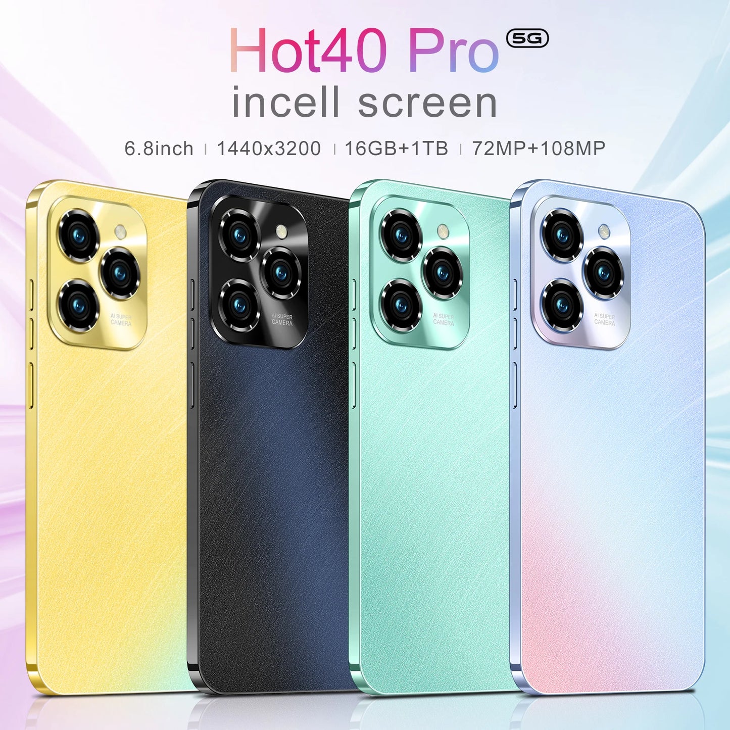 2025 HOT 40 Pro Original For Brand New  Smartphone 6.8 inch Full Screen 4G 5G Cell Phone 6800mAh Mobile Phones Global Version