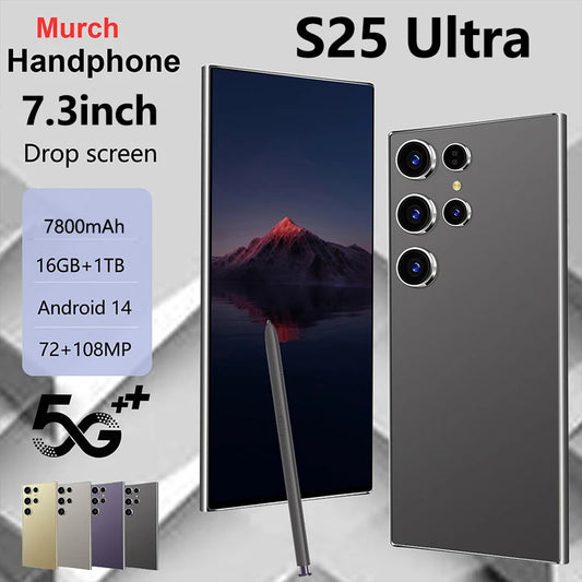 2025 Original S25 Ultra Smartphone 5G Global Version 7.3inch Cellphons 7800mAh 108MP Camera Android Unlocked Mobile Phone Nfc