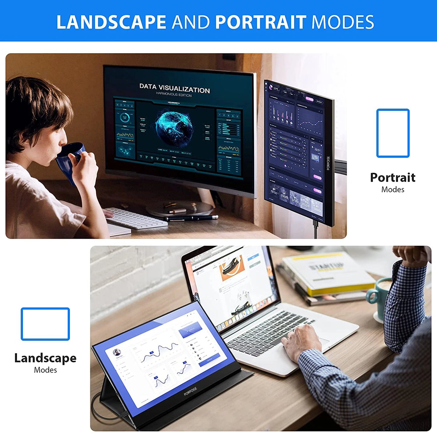 New! Portable Monitor 2K 16'' Ultra-clear 2560x1600 100% sRGB Laptop Monitor USB C HDMI Gaming Computer Display IPS