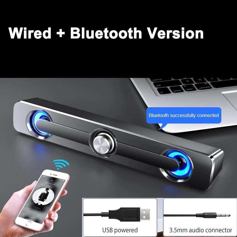 Salange Sound Bar Bluetooth USB Wired Speakers Bar Stereo Speaker For Projector PC Laptop Phone Computer 3.5mm Aux Speaker