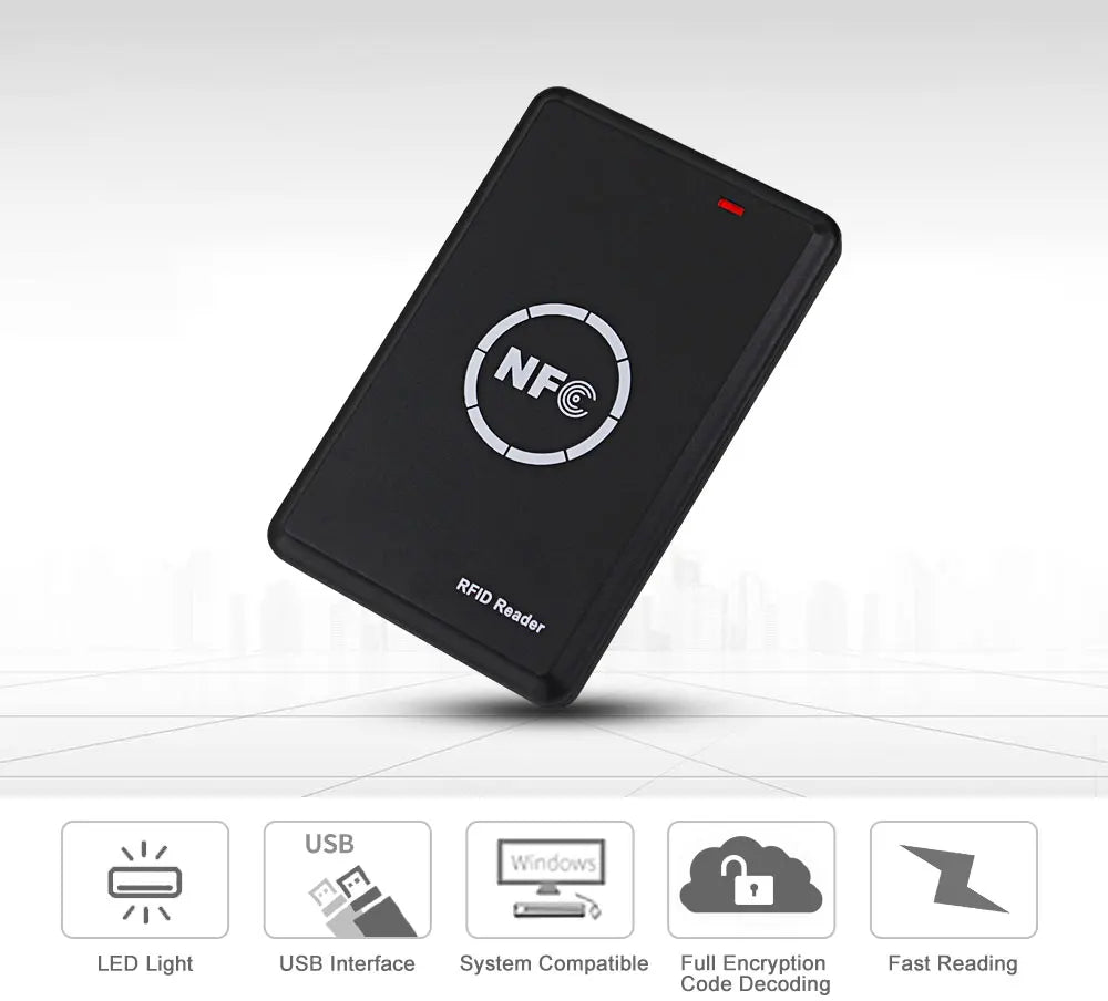 NFC Smart Card Reader Writer RFID Copier / Duplicator 125KHz 13.56MHz USB Programmer Key fobs Card ID IC EM UID EM4305 T5577 Tag