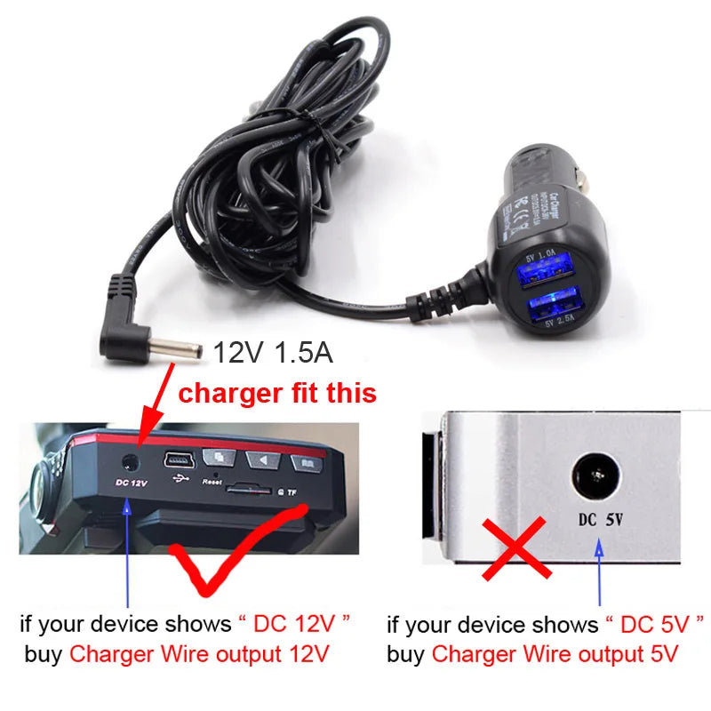 XCGaoon 12V 1.5A Diameter 3.5mm Charging Port With 5V 3.5A Dual USB Car Charger Adapter for Car Radar Detector GPS Camera DVR