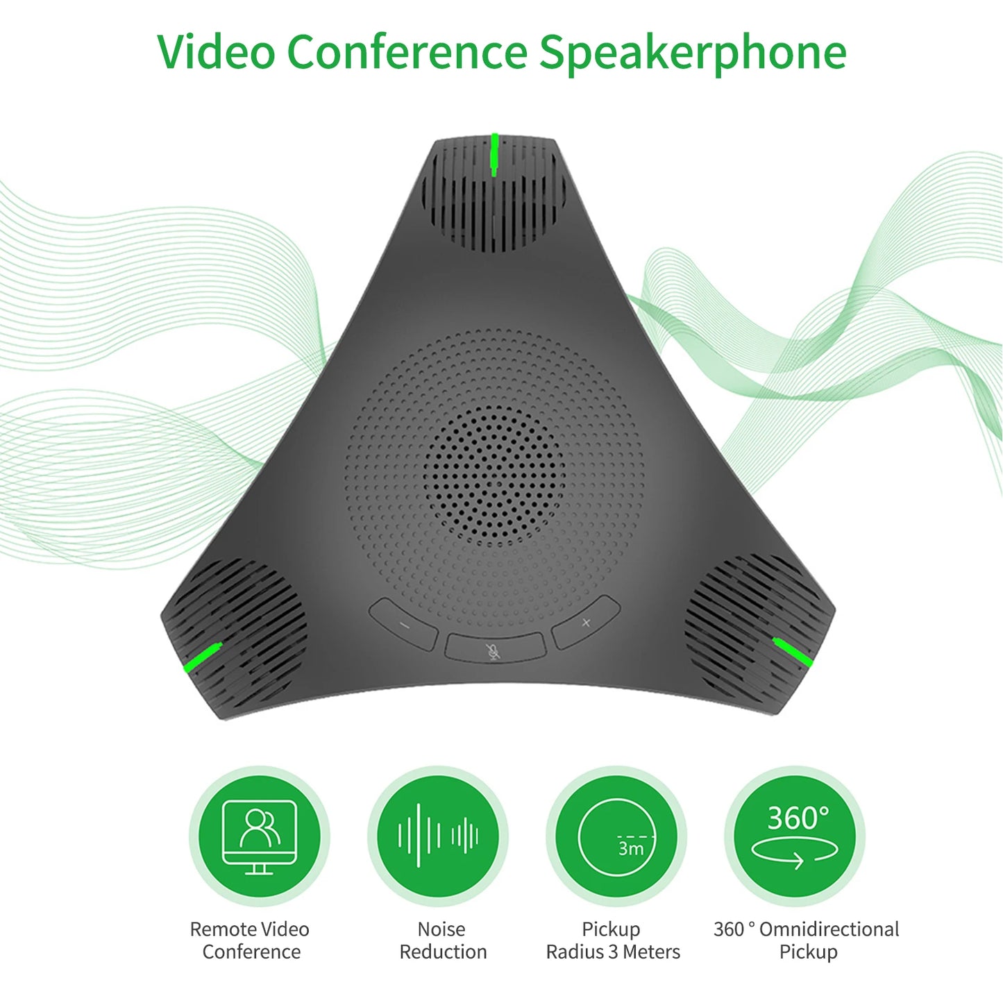 USB Speakerphone Conference Microphone Omnidirectional Computer Mic 360° Voice Pickup with Mute Key for Skype/Video Conference