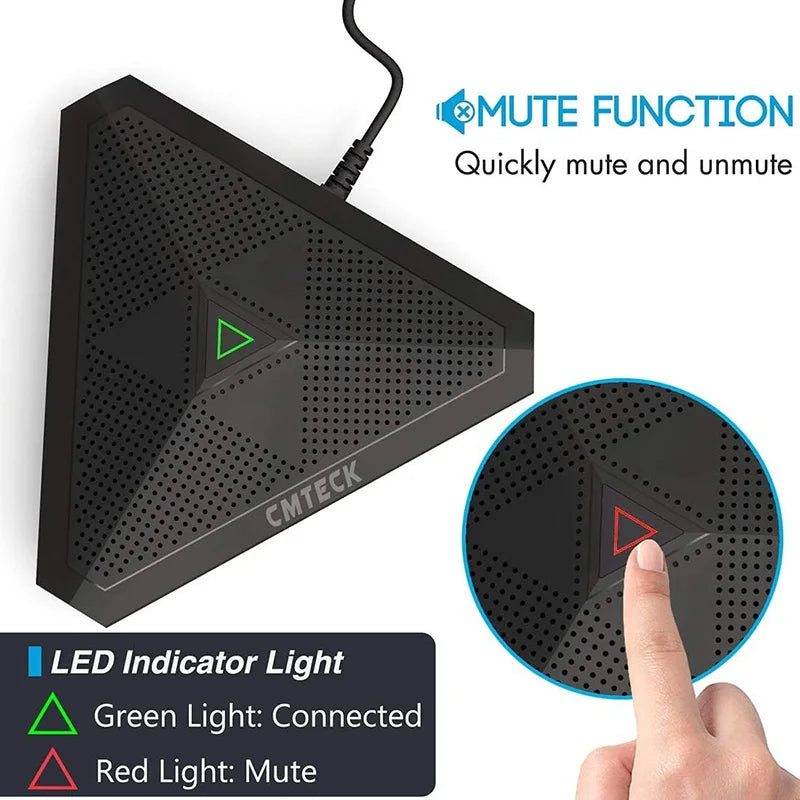 USB Conference Microphone, CM001 Desktop Computer Mic, Mute Button with LED Indicator, Omnidirectional Condenser Boundary Micro