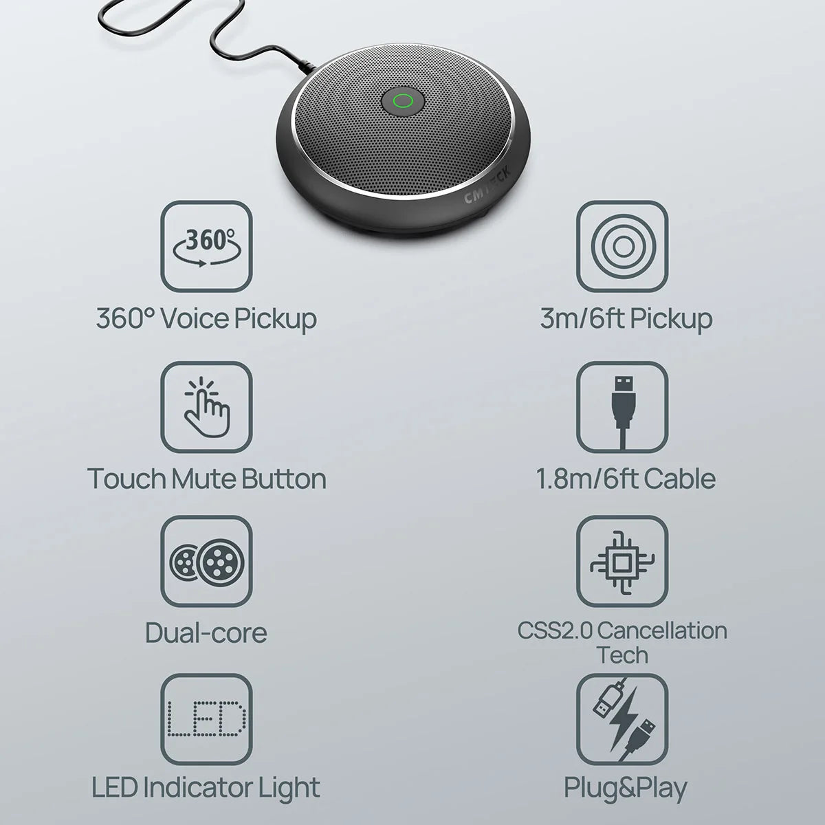 Conference Microphone, CMTECK USB Computer Micro CM003, Mute Function, Omnidirectional Mic for Laptop PC