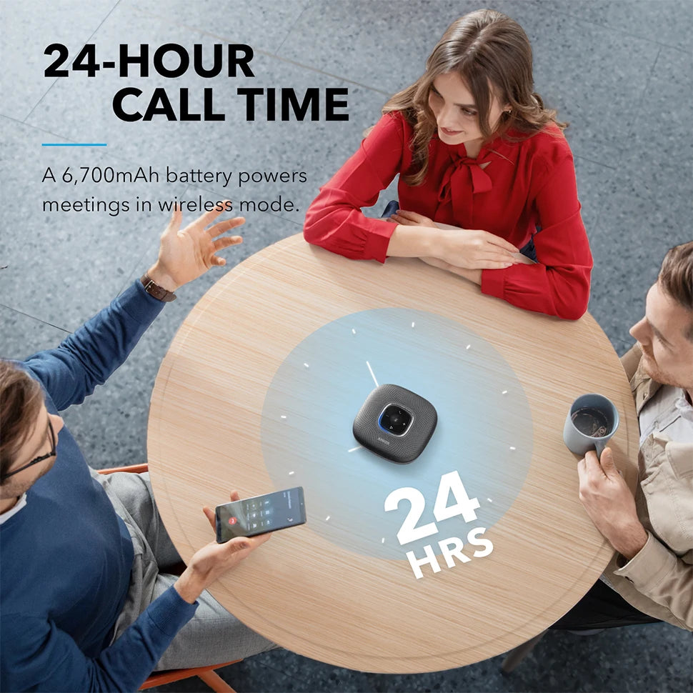 Anker PowerConf Bluetooth Speakerphone conference speaker with 6 Microphones, Enhanced Voice Pickup, 24H Call Time