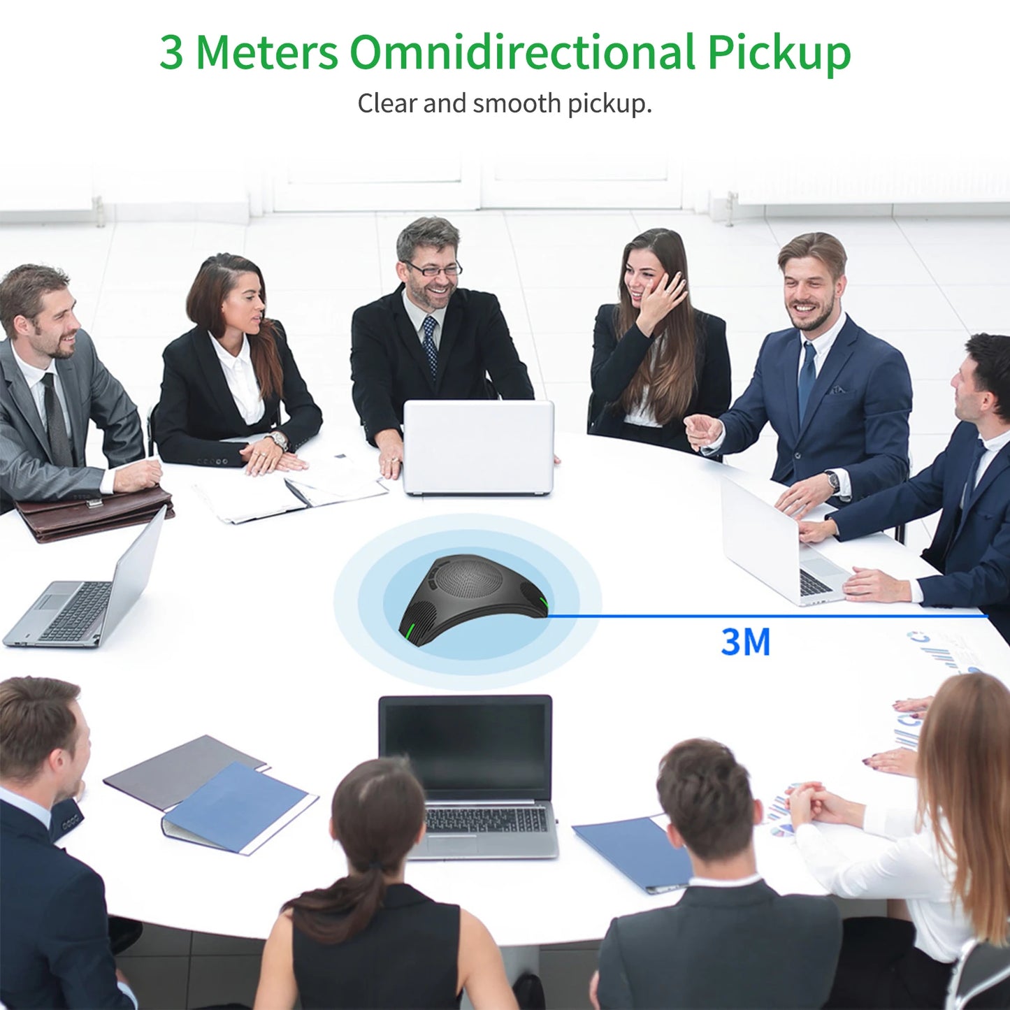 USB Speakerphone Conference Microphone Omnidirectional Computer Mic 360° Voice Pickup with Mute Key for Skype/Video Conference