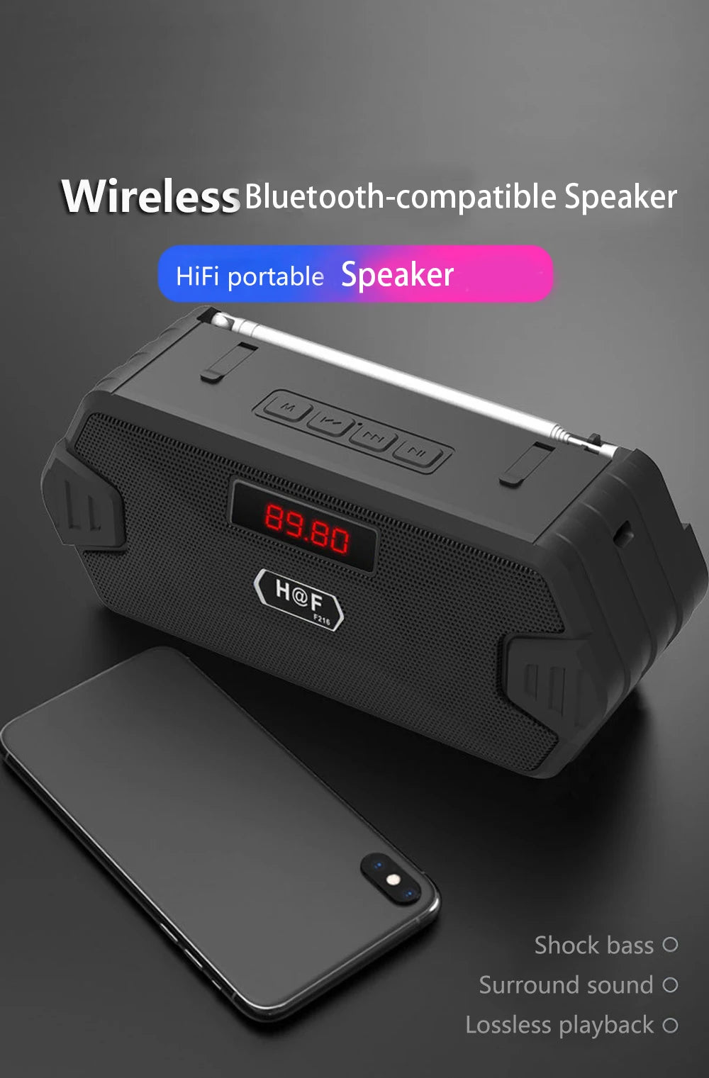 Portable Bluetooth Speakers with FM Radio Aux TF Outdoor Super Bass Column USB Wireless Speakers Bluetooth Audio for Phone