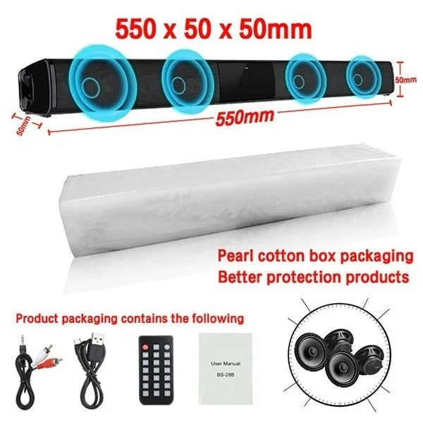 Wireless Bluetooth Sound bar Speaker System Super Power Speaker Surround Stereo Home Theater TV Projector BS-10 BS-28A BS-28B