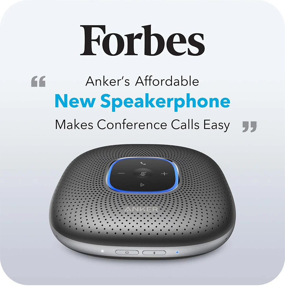 Anker PowerConf Bluetooth Speakerphone conference speaker with 6 Microphones, Enhanced Voice Pickup, 24H Call Time