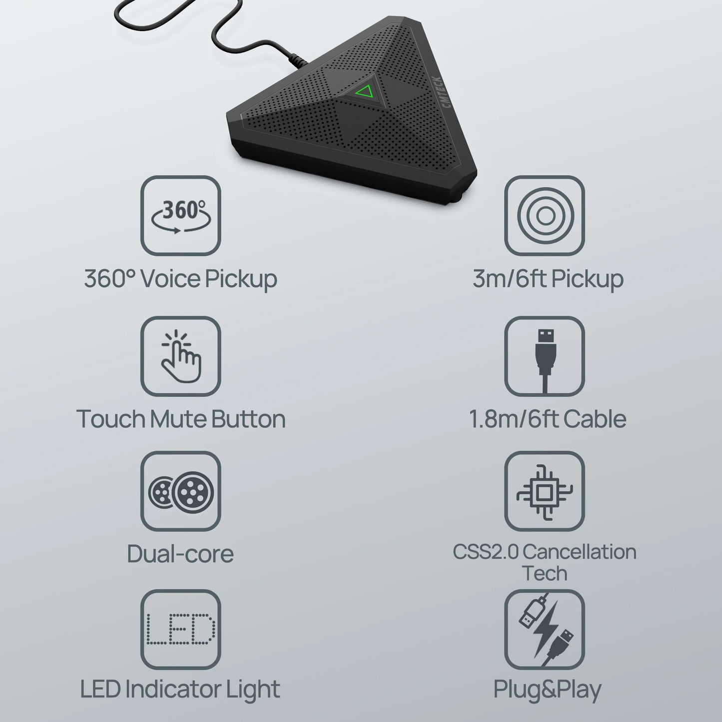 USB Conference Microphone, CM001 Desktop Computer Mic, Mute Button with LED Indicator, Omnidirectional Condenser Boundary Micro