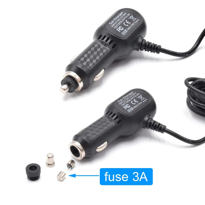 Mini Micro USB Car Charger 3.5meter 5V 3.4A With 2 USB Ports for Car DVR Dash Camera GPS Video Recorder, Input DC 8V-36V