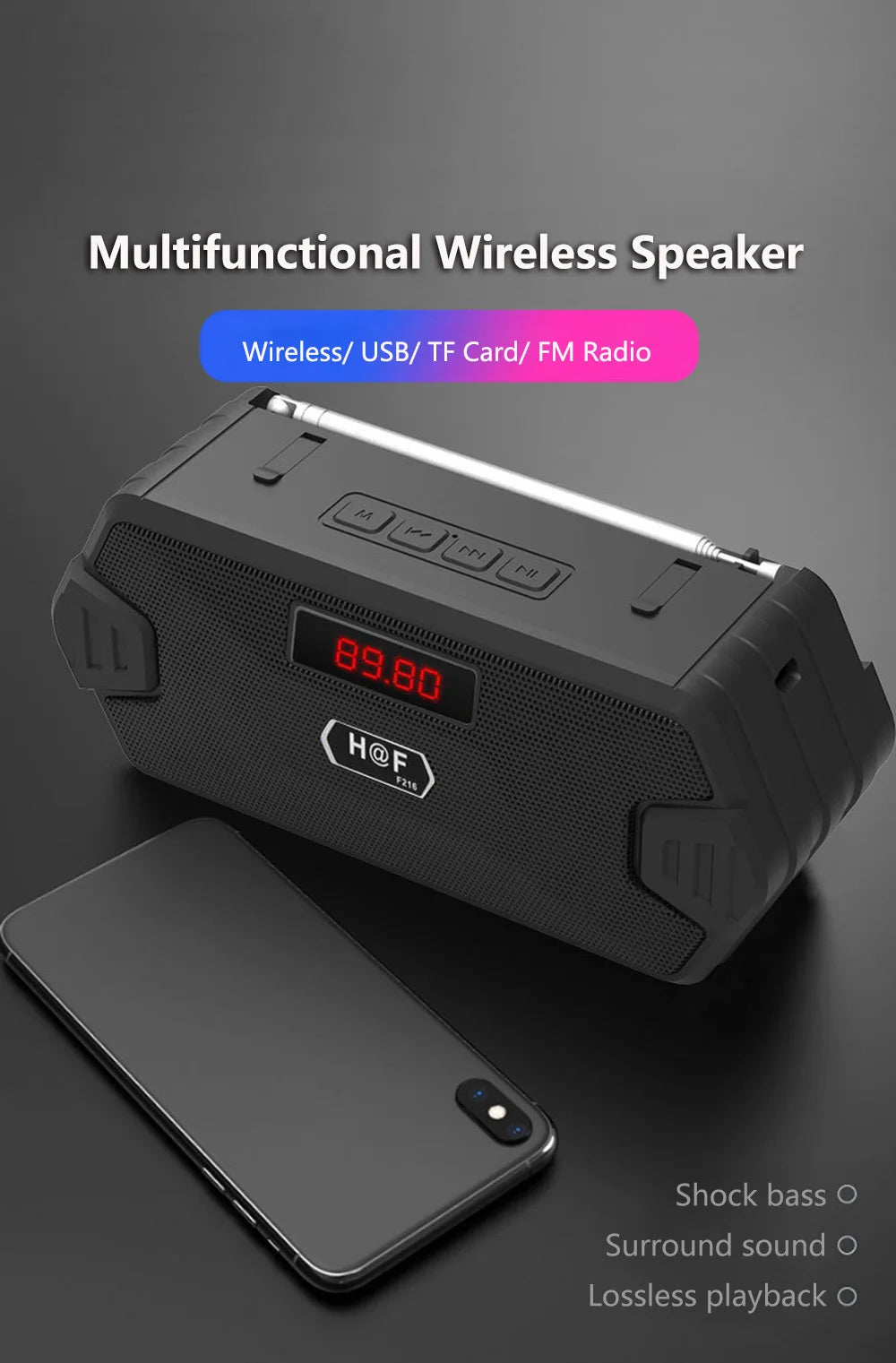 Portable Wireless Speaker Bluetooth-compatible Bass Mini Subwoofer Support TF Card MP3 Music USB Speaker With FM Radio Receiver