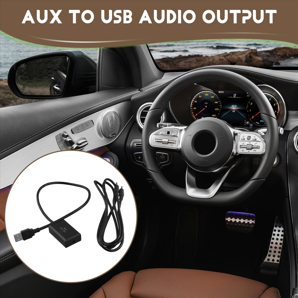 7 Inch Car Screen Audio Input AUX to USB Audio Output AUX Activator for Mercedes Benz NTG 5.0