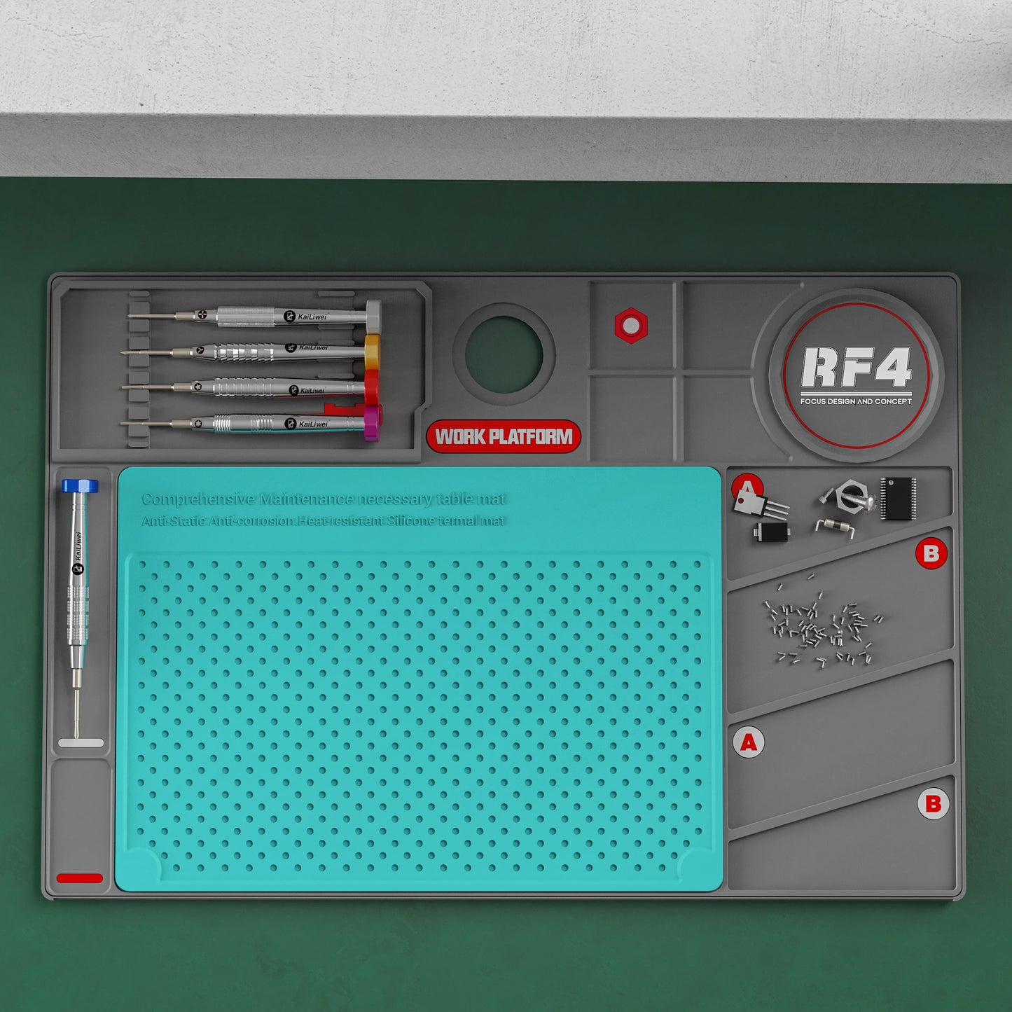 RF4 Insulated Silicone soldering Mat Welding 260x380MM BGA Desktop Station Phone Repair Pad Maintenance Platform RF-PO2 Repair