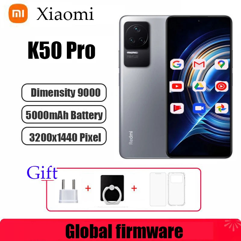 Xiaomi Redmi K50 Pro 5G Google Store MTK Dimensity 9000 Global 2K OLED 120W Fast Charging 108MP OIS Camera used phone