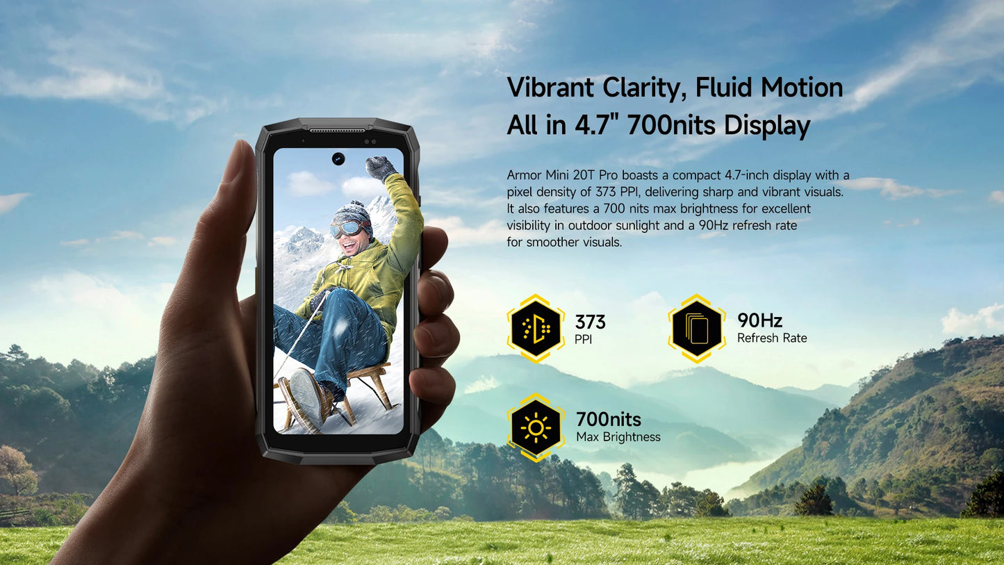 【World Premiere】Ulefone Armor Mini 20 Pro 5G 4.7" Rugged Phone 64MP Night Camera Android 14 Smartphone 6200mAh Mobile phone LED