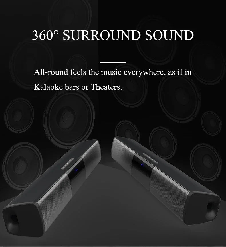 Portable Wireless Bluetooth Sound Bar Speaker Subwoofer TV Projector Desktop Home Outdoor Stereo Sound Ystem Super Power Speaker