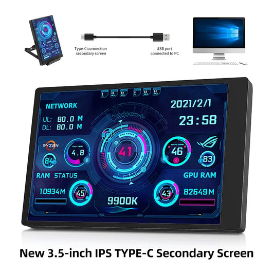 8.8 / 5 / 3.5 Inch IPS Type-C Secondary Screen Computer CPU GPU RAM HDD Monitor USB Display Freely AIDA64 Mini Monitor Win 10 11