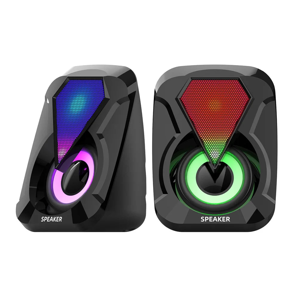 USB wired computer speaker, bass stereo speaker, color RGB light, laptop, smartphone, MP3 player