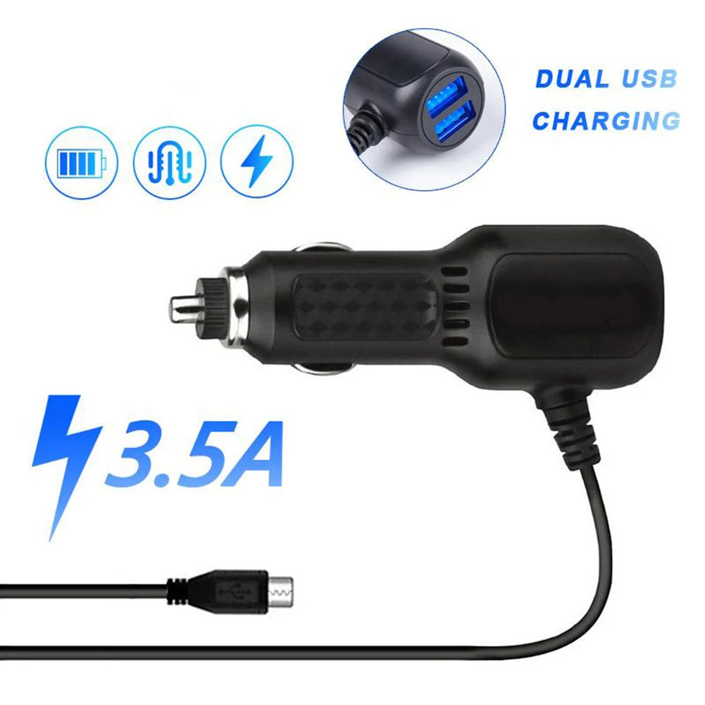 Car USB Dash Cam Car Charger Car GPS Charger Car Driving Recorder Power Cord USB Cable 11.5ft Power Dual USB DVR Charging Cable