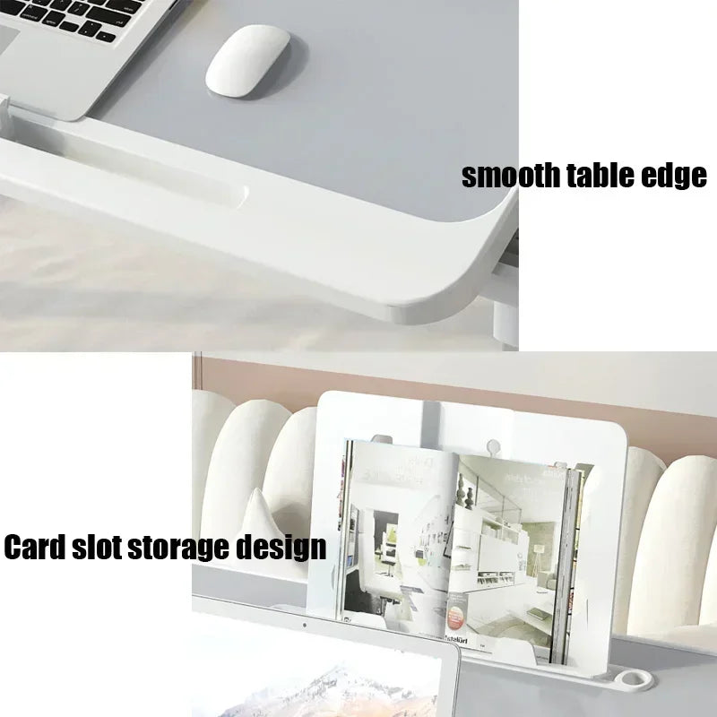 Foldable Lift Laptop Desk for Bed Adjustable Stand Portable Lap Table Breakfast Tray Desk with Drawer for Eating Working Gaming