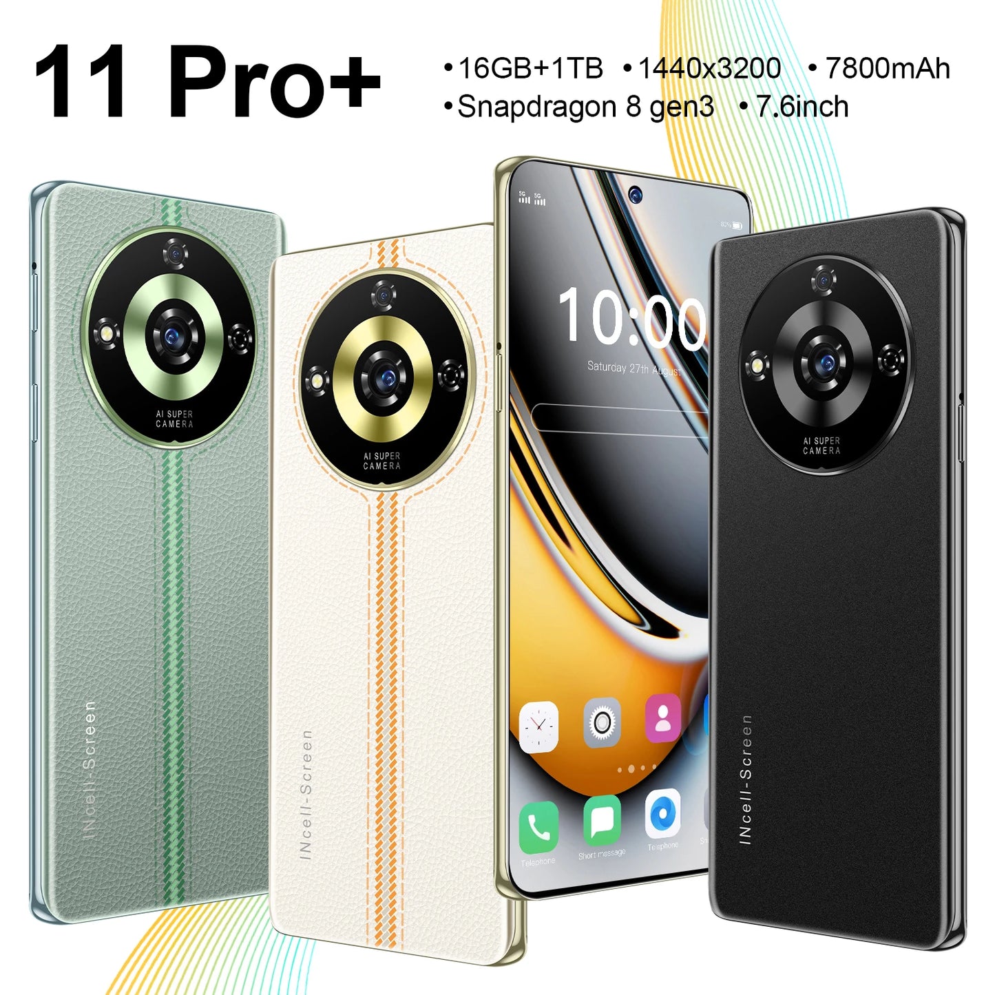 2025 Original Global Version 11 Pro Smartphone 5G 7.6 inch HD Screen Snapdragon 8 gen3 Android 14.0 Cell Phone Unlocked Celular