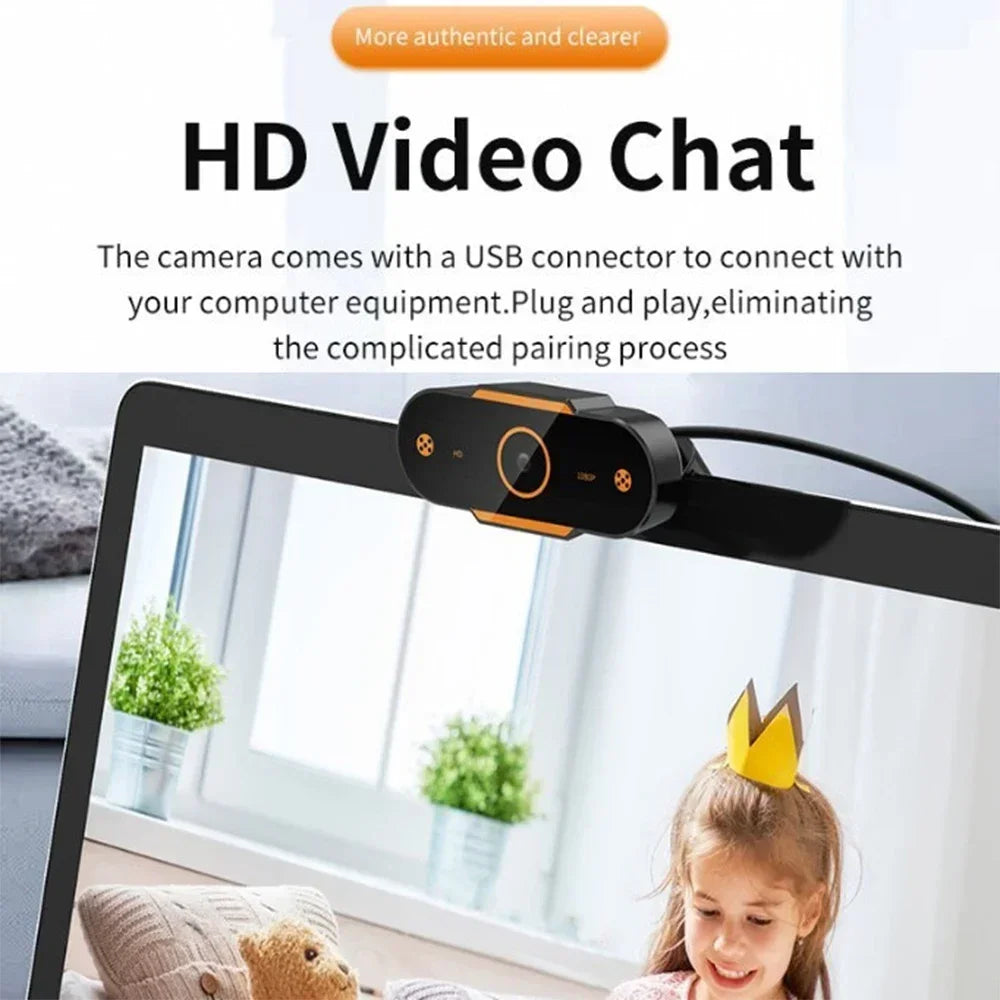 1080P HD Webcam Camera Auto Focus Webcam CMOS USB Computer PC Camera with Mic for Video Calling Network Teaching Office Meeting