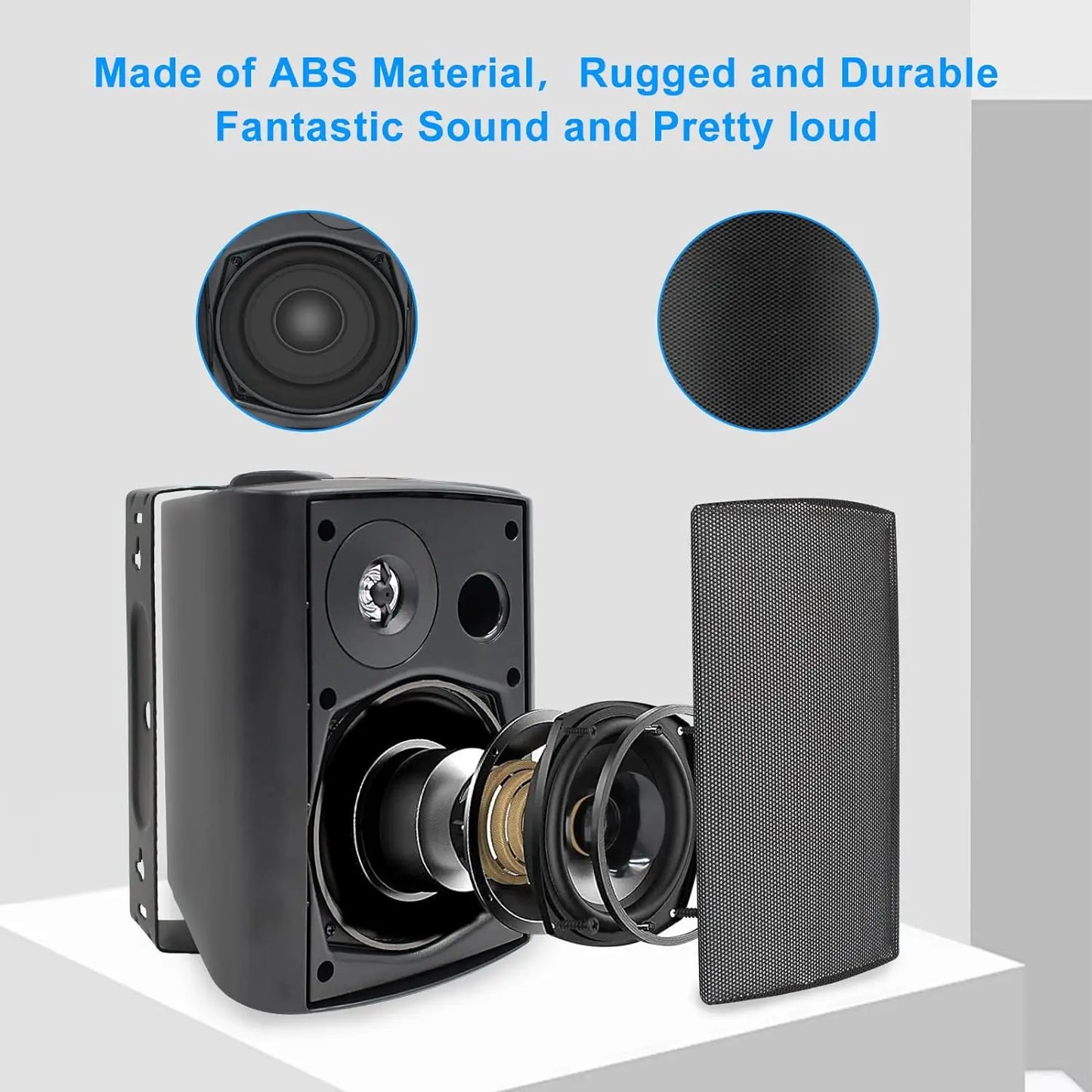 Herdio 2PCS 5.25'' 300W Indoor Outdoor Bluetooth Speakers Waterproof Wired Wall Mount Active Speakers For Patio Garage Deck Home