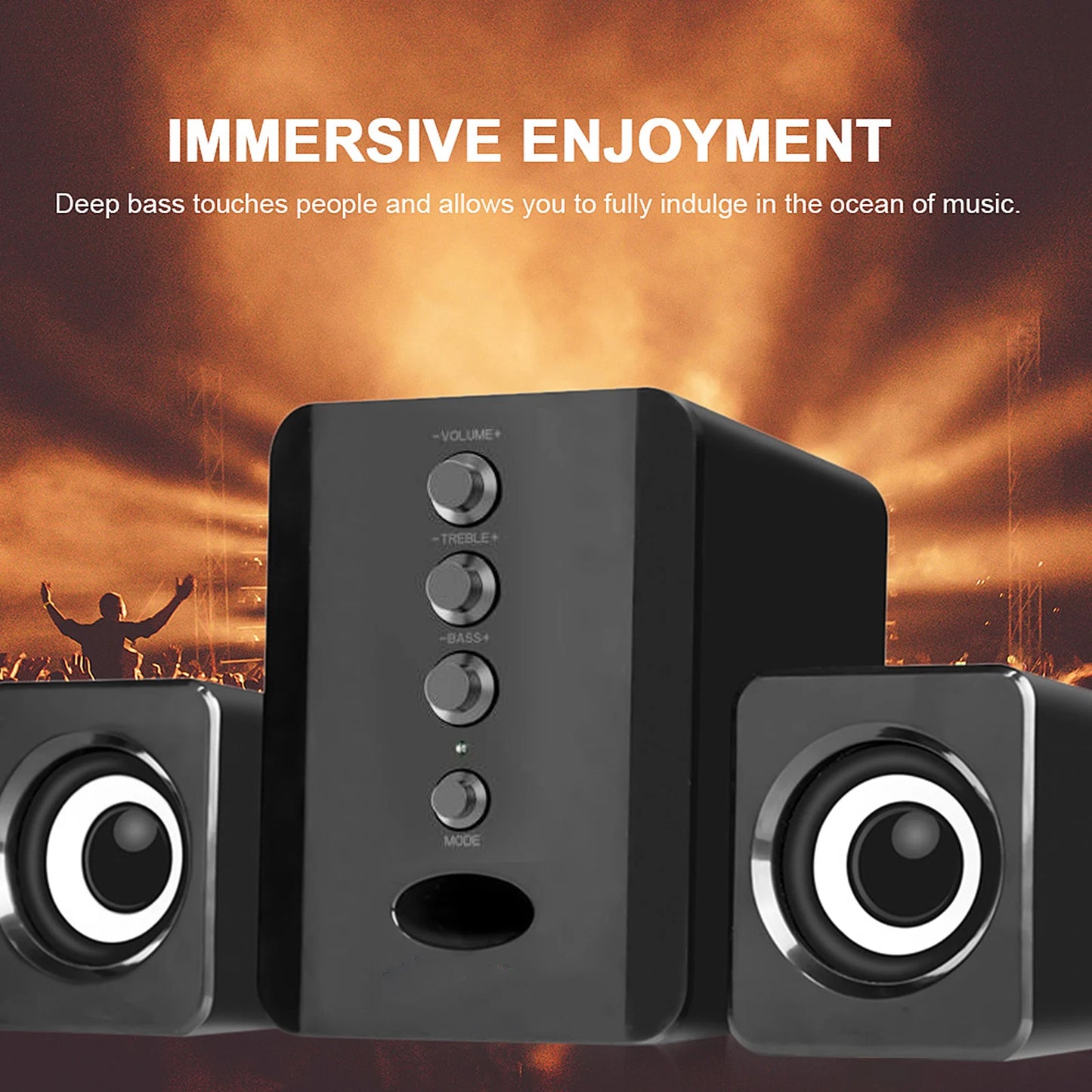 D-202 Wired Speaker Combination Computer Speaker Bass Stereo Music Player Subwoofer Sound Box for Desktop Laptop Notebook Tablet