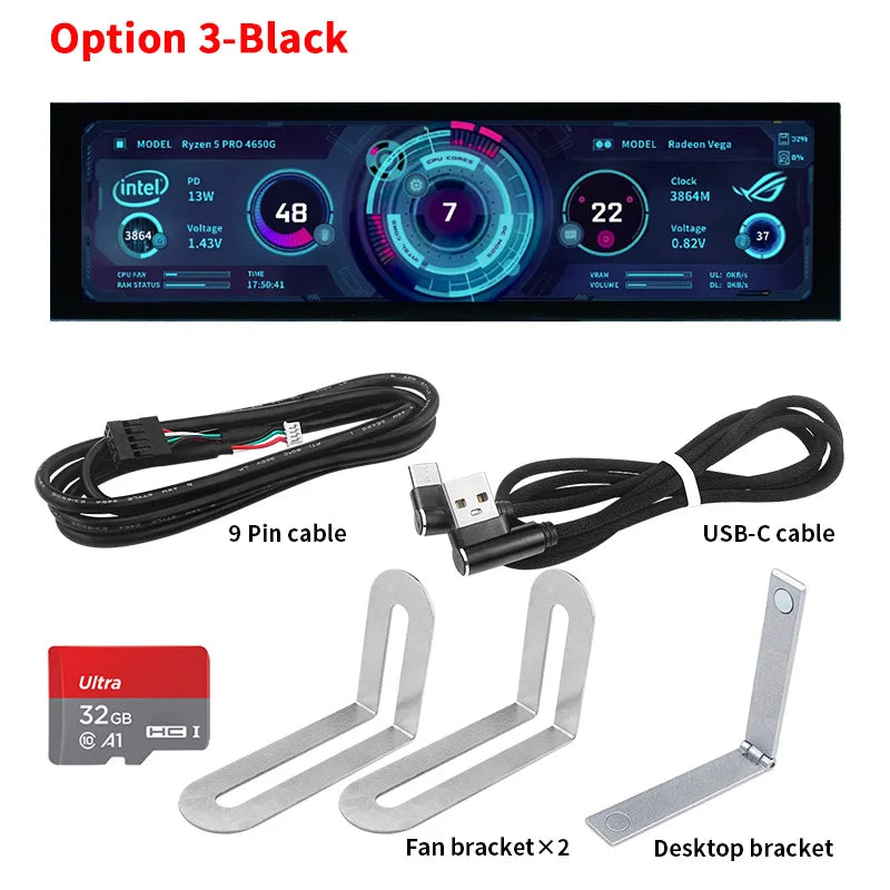 8.8 Inch IPS USB Secondary Screen Type-C PH Interface Turing Smart Screen CPU GPU RAM Computer Monitor Use TURZX Software