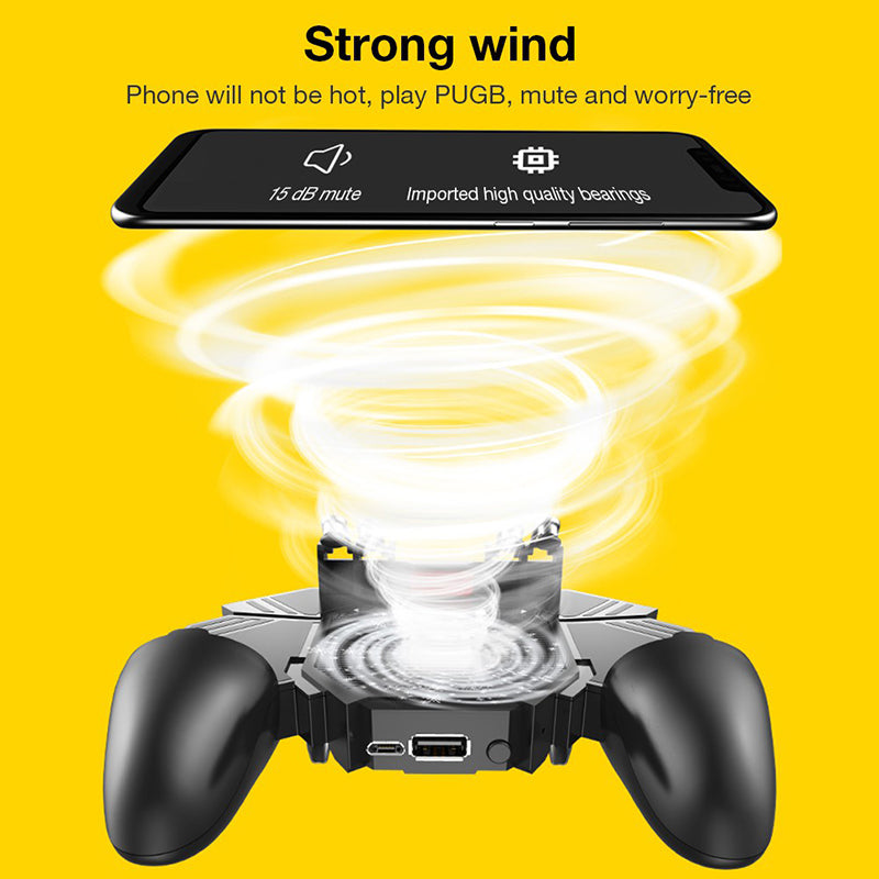 AK77 Pubg Mobile Game Controller 6 Fingers with Fan Pubg Trigger Gamepad Joystick for Android Ios Game Pad Movil with Battery