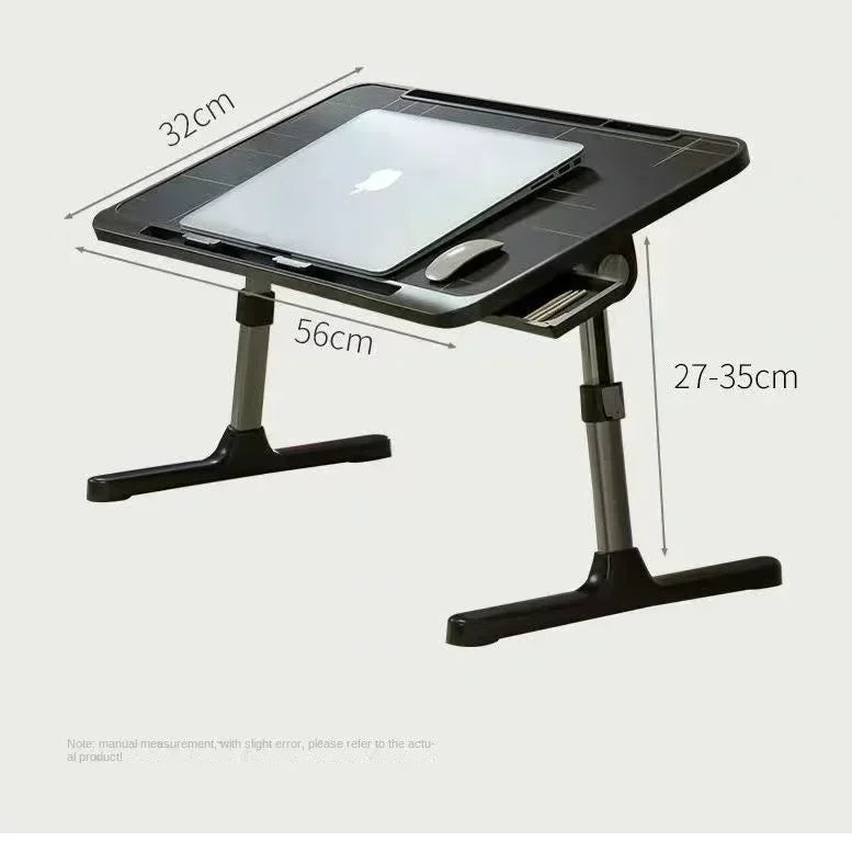 Foldable Lift Laptop Desk for Bed with Radiator Adjustable Stand Lap Table Breakfast Tray Desk with Drawer for Working Gaming