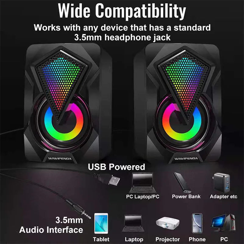 Computer Speaker Deep Bass Sound Loudspeaker USB Mini Audio Speakers For Laptop Notebook Desktop PC Multimedia Loudspeakers