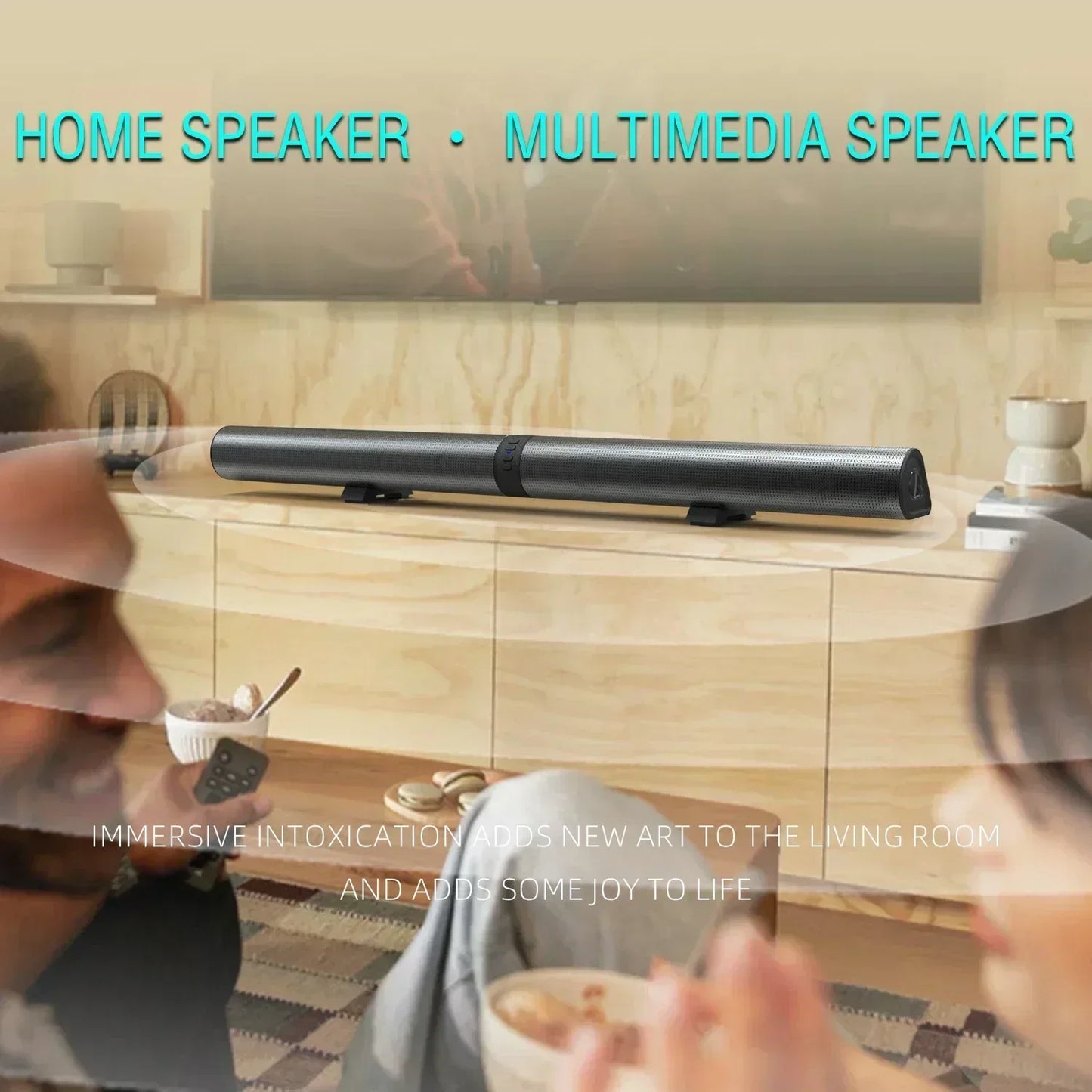 120W BS-56 TV Bluetooth Speakers AUX/BT/OPT Connections Soundbars with 2-in-1 Detachable Home Cinema Sound System FM Soundbar