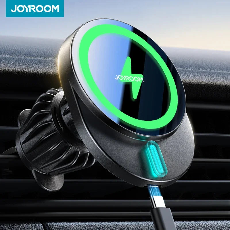 Joyroom 15W Wireless Charging Car Phone Holder Magnetic Phone Mount Car Charger Air Vent Car Phone Holder Mount For iPhone 16-12