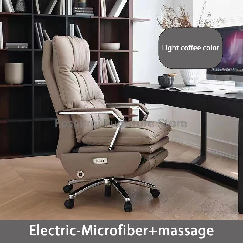 Ergonomics Leather Office Swivel Chair Electric Home Soft Thick Cushion Computer Chairs Gaming Comfortable Desk Chair with Wheel