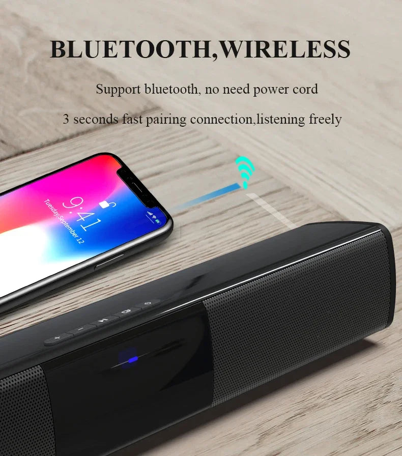 Portable Wireless Bluetooth Sound Bar Speaker Subwoofer TV Projector Desktop Home Outdoor Stereo Sound Ystem Super Power Speaker