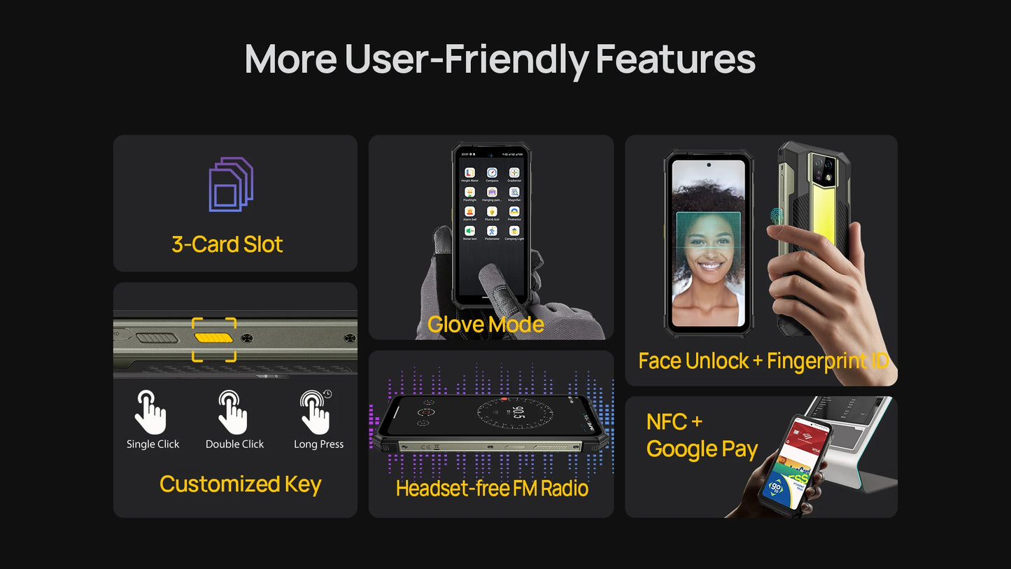 Ulefone Armor 24 Rugged Phone 22000mAh Up to 24GB+ 256GB 6.78"120Hz Smartphone 64MP+64MP NFC Phone LED Light Global Version