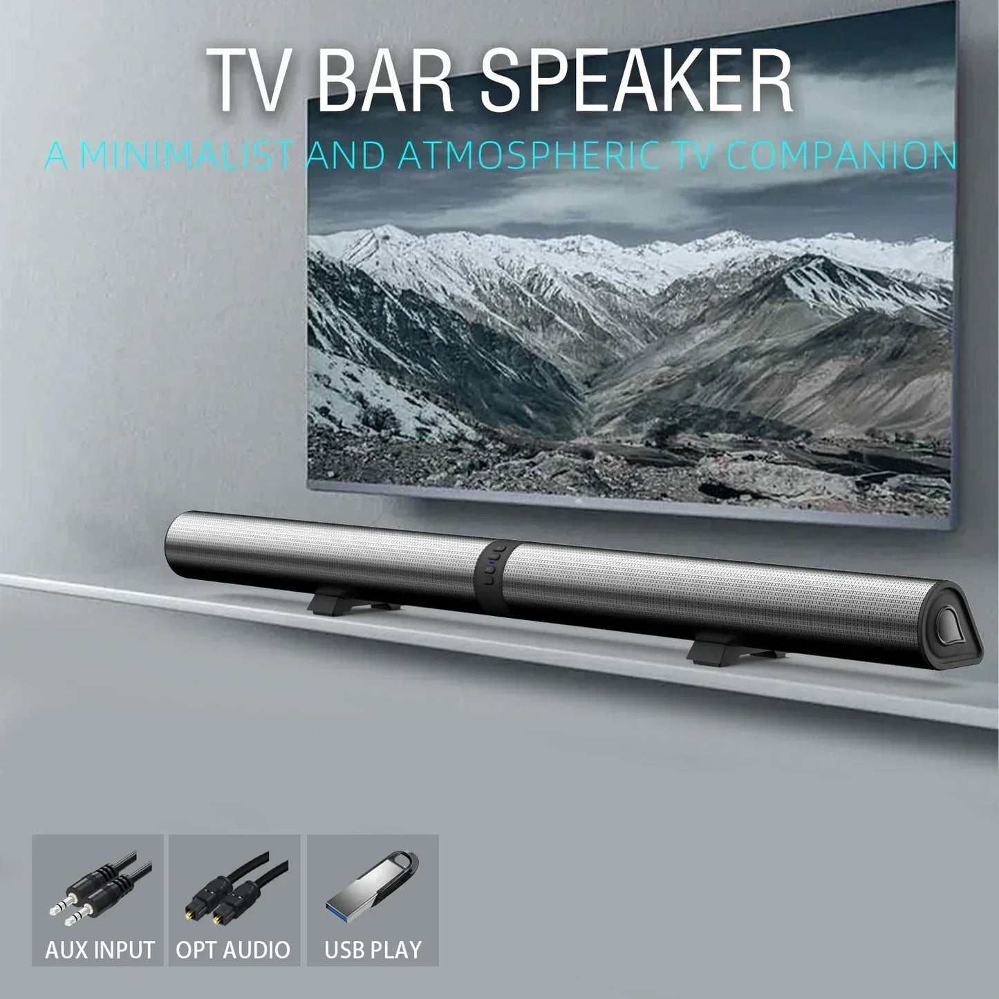 120W BS-56 TV Bluetooth Speakers AUX/BT/OPT Connections Soundbars with 2-in-1 Detachable Home Cinema Sound System FM Soundbar